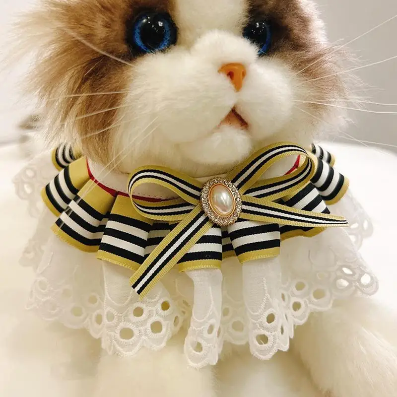 Babero Bandana para gatos, Collar de bufanda con encaje, chaleco para mascotas, pajarita, accesorios para mascotas para Picnic, boda saliente - imagen 3