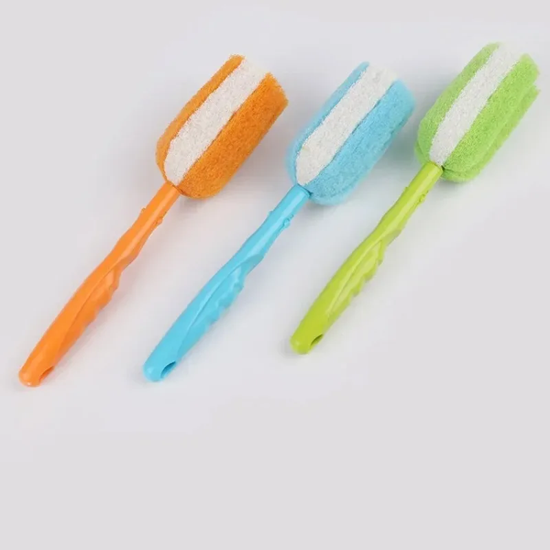 Cepillo para biberones con mango largo, cepillo de esponja suave reemplazable, cepillo de taza de esponja, herramienta limpiadora de lavado, Herramientas de limpieza de cocina - imagen 2