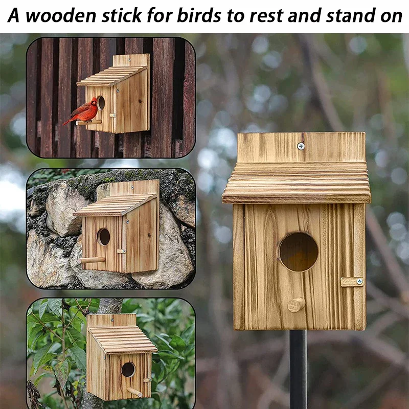 Wooden Bird House Outdoors Garden Decorative Bird Nests Tree Pine Wood Birds Cages Cheap Small Parrot Nesting Pet Supplies - imagen 5