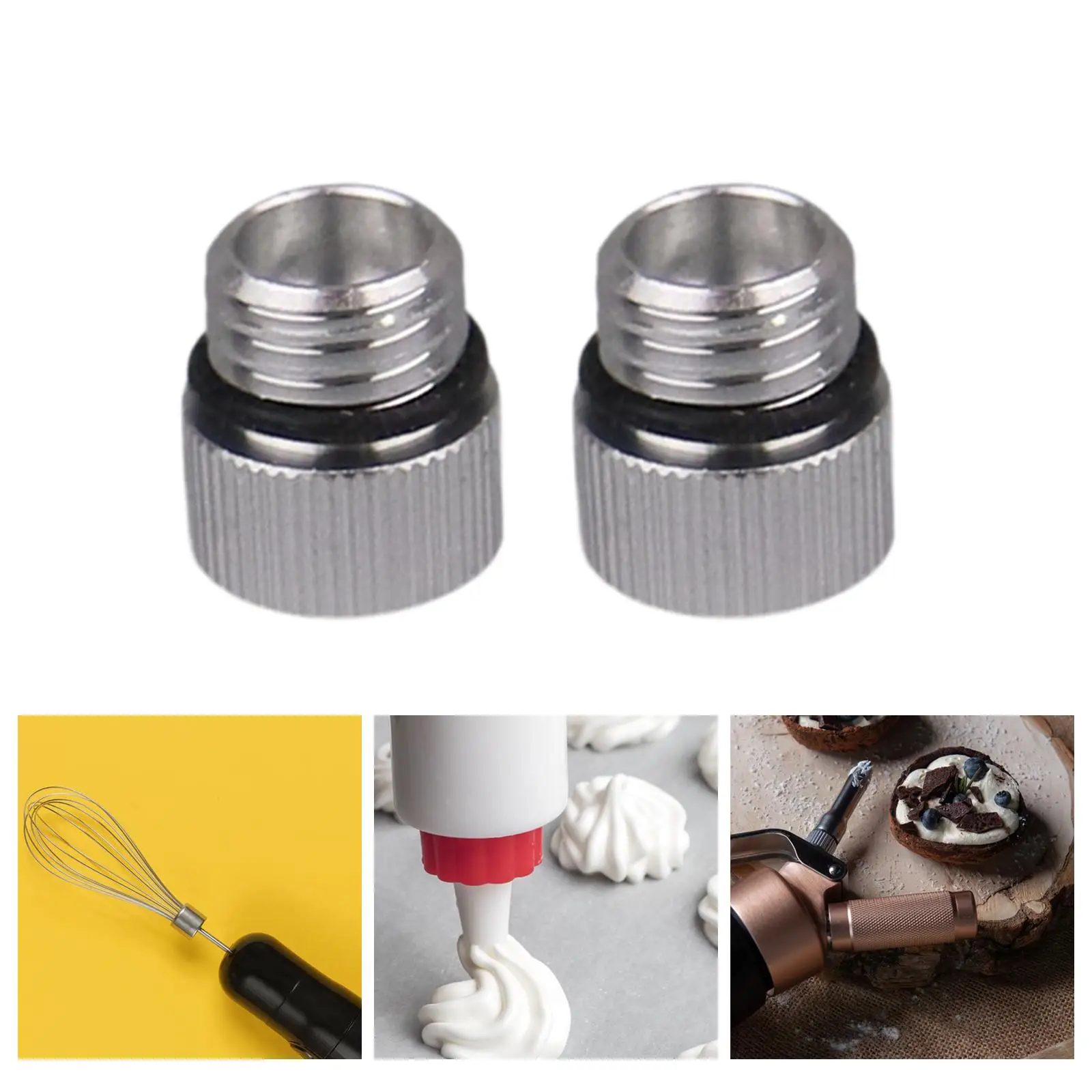 2Pcs Nozzle Base Cream Whipper Baking Accessory Sturdy Nozzle Holder Aluminum Whipped Cream Dispenser Base for Cheese Dessert