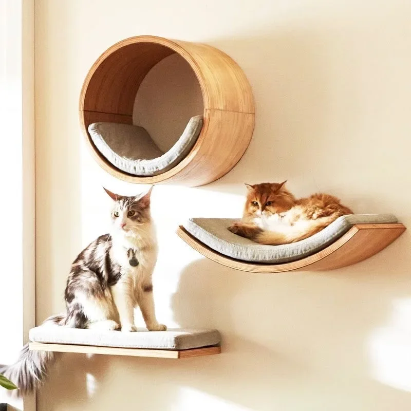 Estanteria para gatos montada en pared con rascador sisal y hamaca - imagen 4