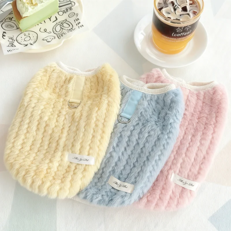 Abrigo cárdigan cálido de invierno para perros, ropa suave de felpa para perros, chaqueta lisa bonita para cachorros, chaqueta con capucha para gatos a la moda, chaleco para mascotas, trajes para perros