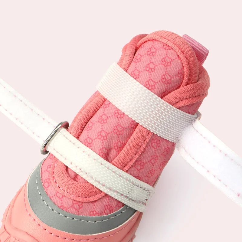 Botines de invierno para cachorros para perros pequeños, botas ajustables con Velcro para mascotas, protectores de patas con suela antideslizante, impermeables, paquete de 4 zapatos para perros - imagen 5