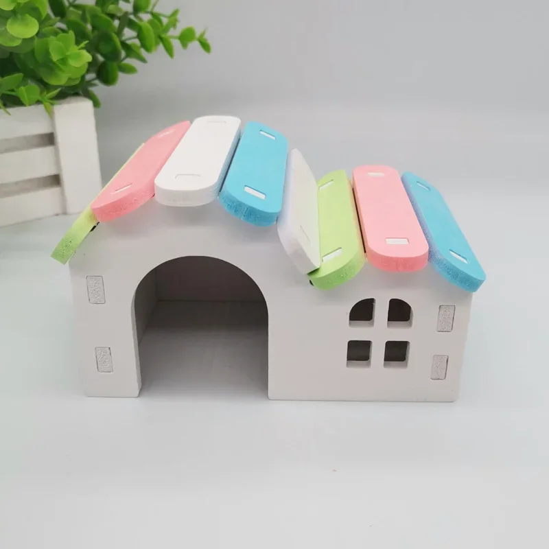 Casa de hámster para mascotas, cabaña de estar, diseño ventilado, paisajismo, erizo de ocio, oso dorado, rata - imagen 5