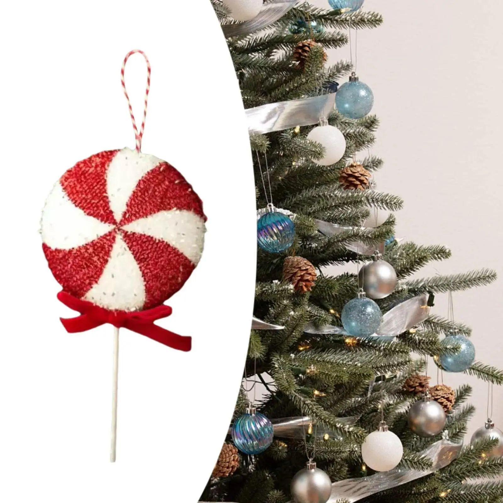 Árbol de Navidad colgante de dibujos animados, colgante de piruleta decorativo de 3,94 pulgadas de diámetro, decoración de árbol de Navidad para recuerdos de fiesta y Festival de aniversario