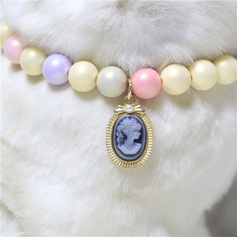 Colgante con retrato Vintage, Collar de perlas para mascotas, lazo Retro de lujo, Collar para perro y gato, accesorio para el cuidado de mascotas - imagen 2