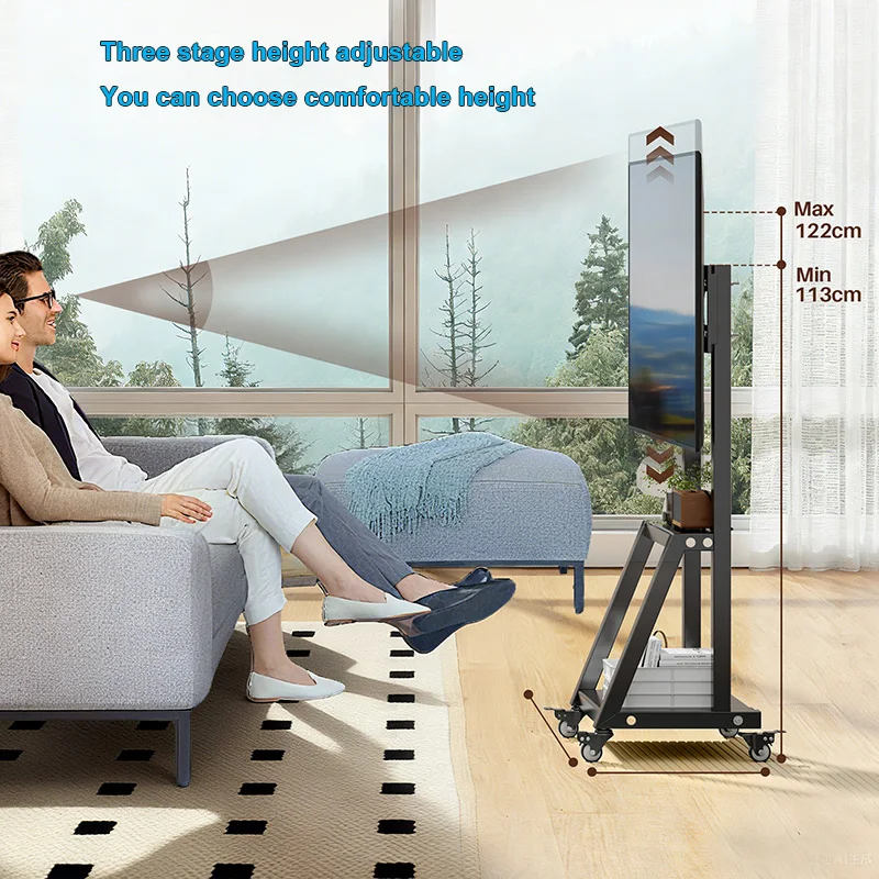 Soporte móvil para televisor con ruedas inclinable y altura ajustable - imagen 5