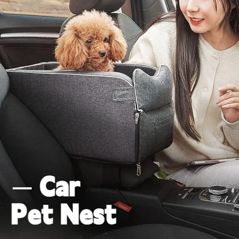 Cama para perros pequeños, transportador portátil para mascotas de viaje para gatos con almohada ajustable, correa de seguridad para viajes al aire libre