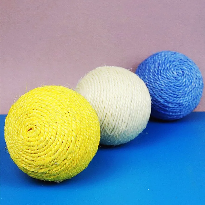 Juguete interactivo de bola de Sisal para gatos, bola tejida grande, dientes molares, productos para mascotas con campana - imagen 3