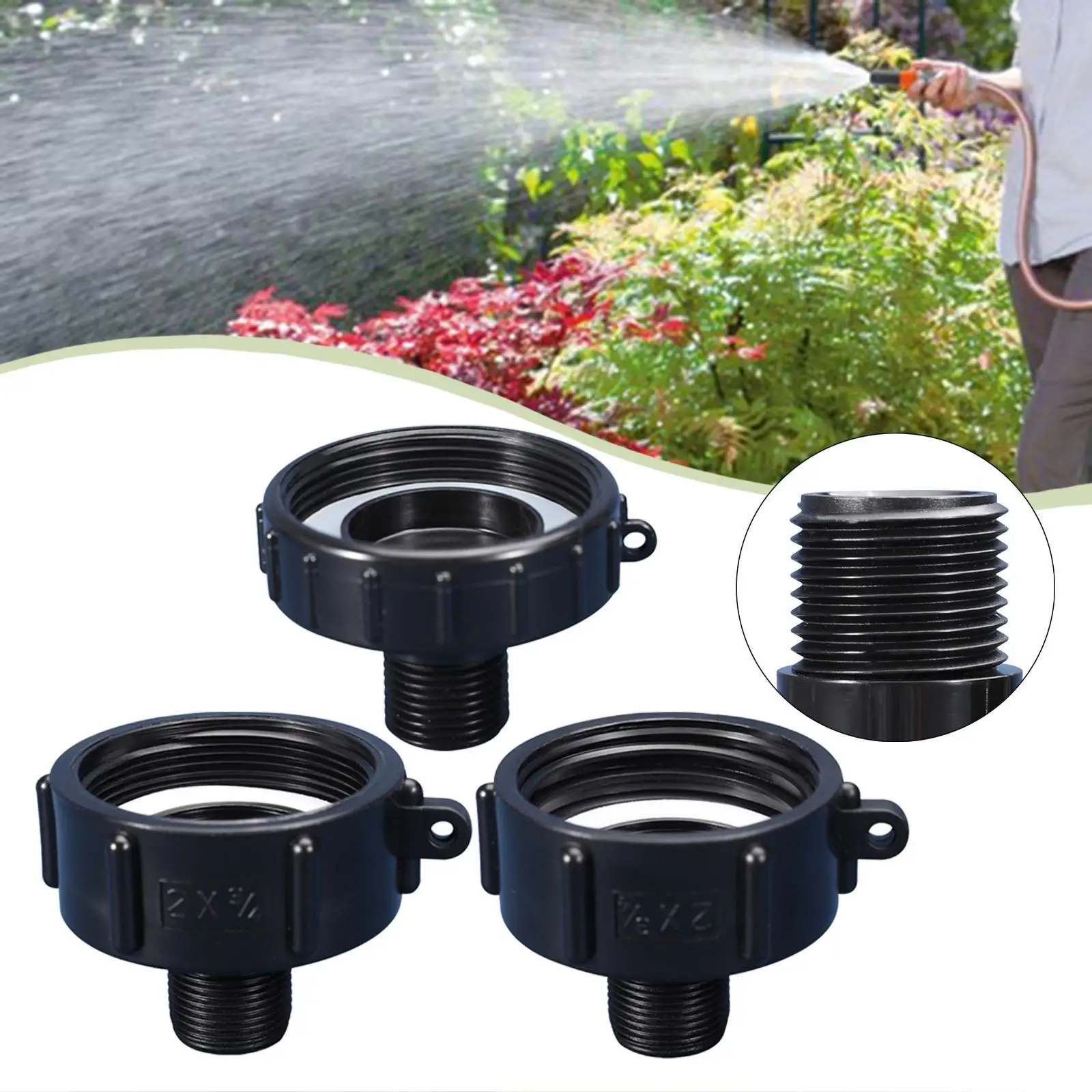 Adaptadores de drenaje IBC de 3 uds, piezas de cubo de toneladas, conector a prueba de fugas de calidad alimentaria, adaptador macho para manguera de agua para manguera de jardín