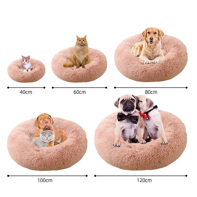 Camas para gatos, Perrera suave y lavable para mascotas, nido redondo de felpa para mascotas con forma de Donut cálido y grueso para invierno, suministros cómodos para cama para gatos para dormir - imagen 4
