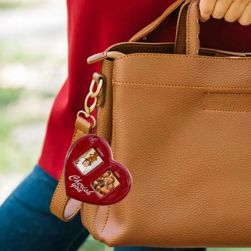 Protector de tarjeta de fotos en forma de corazón, soporte de sesión fotográfica pequeño bonito con cadena colgante para la escuela, oficina, tarjeta de acceso de identificación, tarjeta de autobús colgante - imagen 4