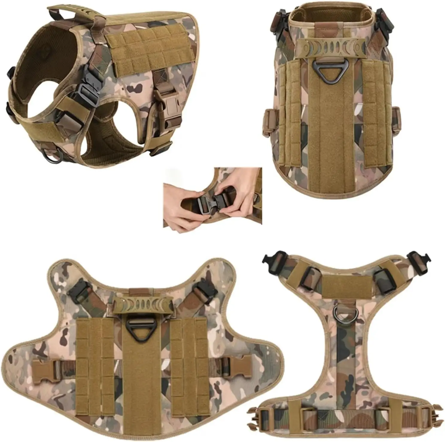 Arnés táctico para perro con collar de entrenamiento y correa elástica - imagen 3