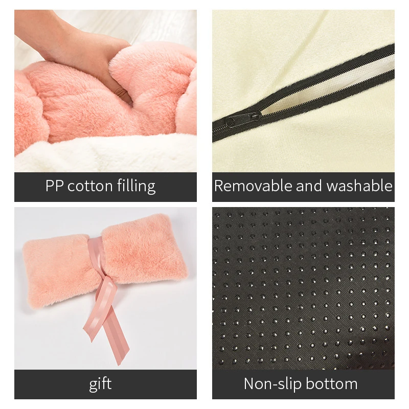 Camas interiores para perros, nido de flores calmante con almohada, autocalentable, para mascotas, sofá suave redondo y antideslizante para cachorros y gatos - imagen 5