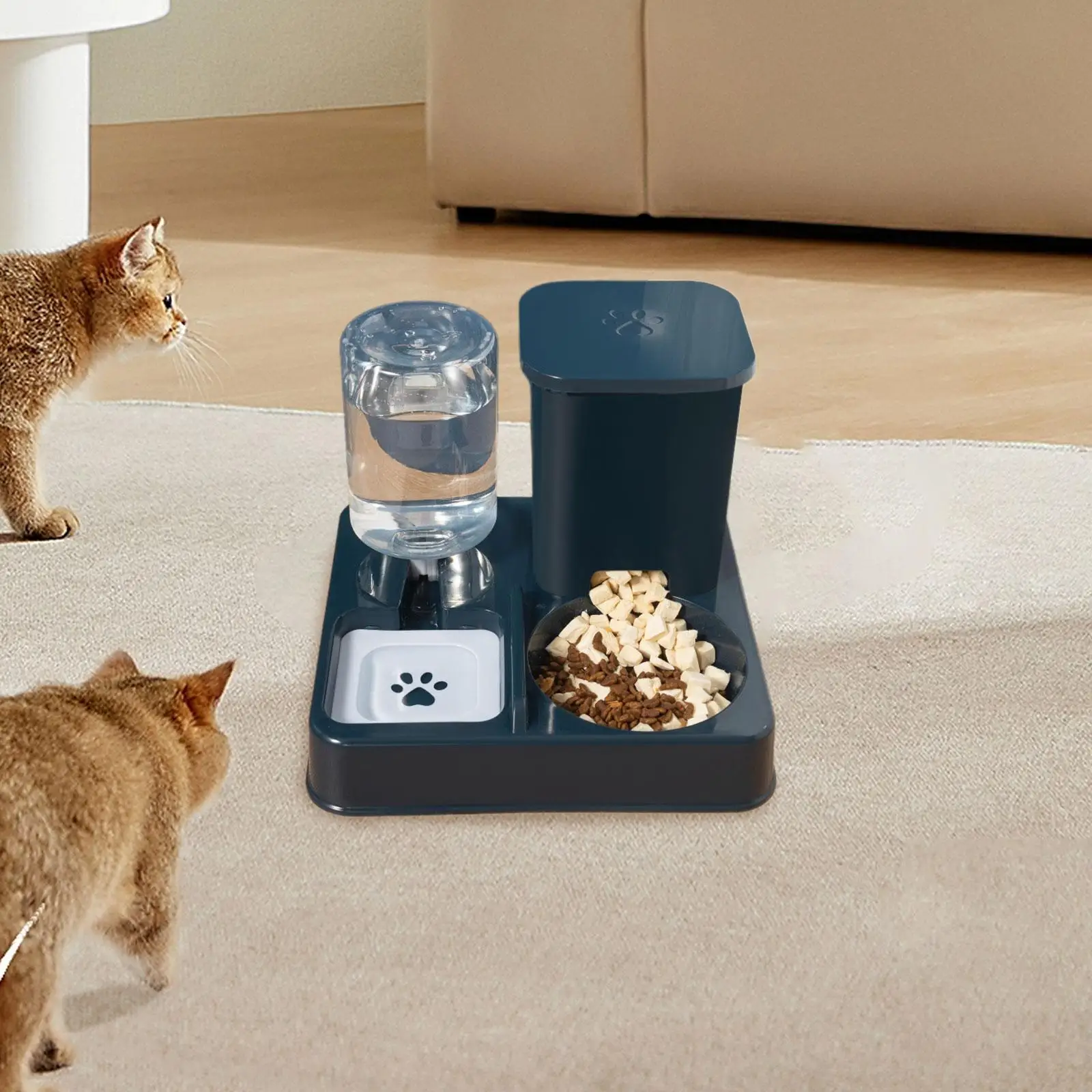 Cat Feeder and Water,Pet Food Bowl,Easily Clean Food and Water Bowl Dispenser Automatic Cat Feeder for Puppy Medium Pet Dogs