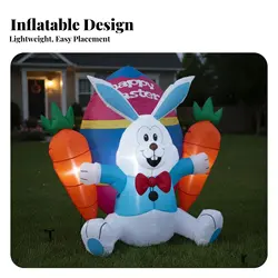 Inflable decorativo de Pascua para jardín con luces LED