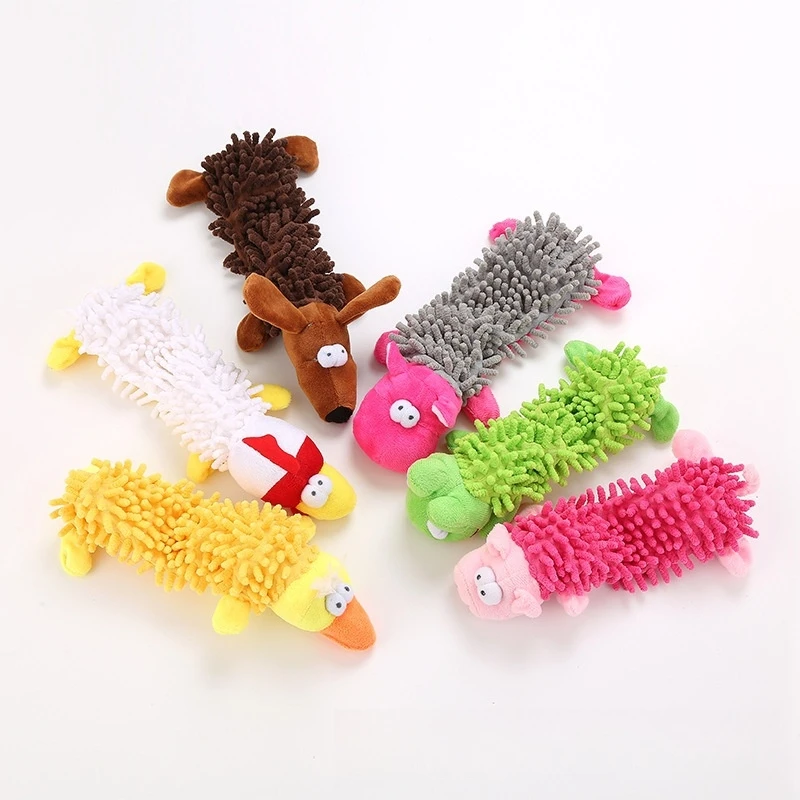 Juguete de peluche para perros con forma de Animal con chirriante para perros pequeños, juguetes de limpieza para masticar, accesorios para perros
