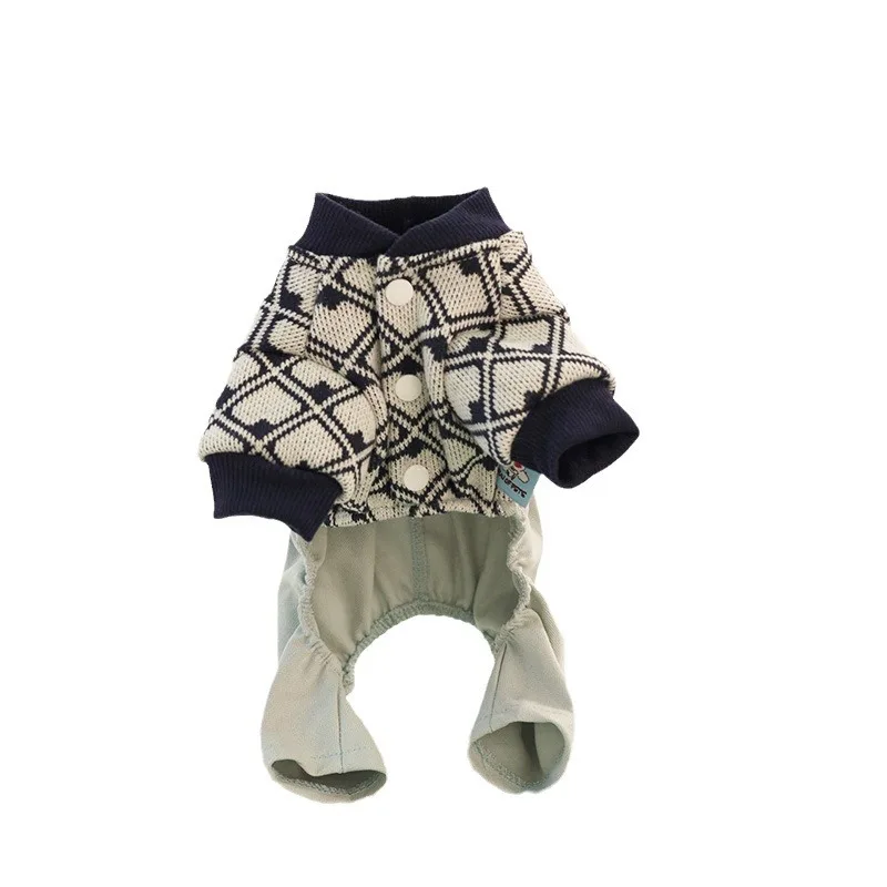 Mono de punto con bolsillo para mascotas, conjunto de una sola capa, monos bonitos para mascotas, pantalones de cuatro patas, ropa para cachorros, pijama, ropa para perros pequeños - imagen 5