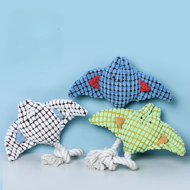 Juguetes oceánicos de peluche para mascotas, juguetes interactivos con sonido para masticar para perros, relleno de peluche, suministro para mascotas con chirrido - imagen 2