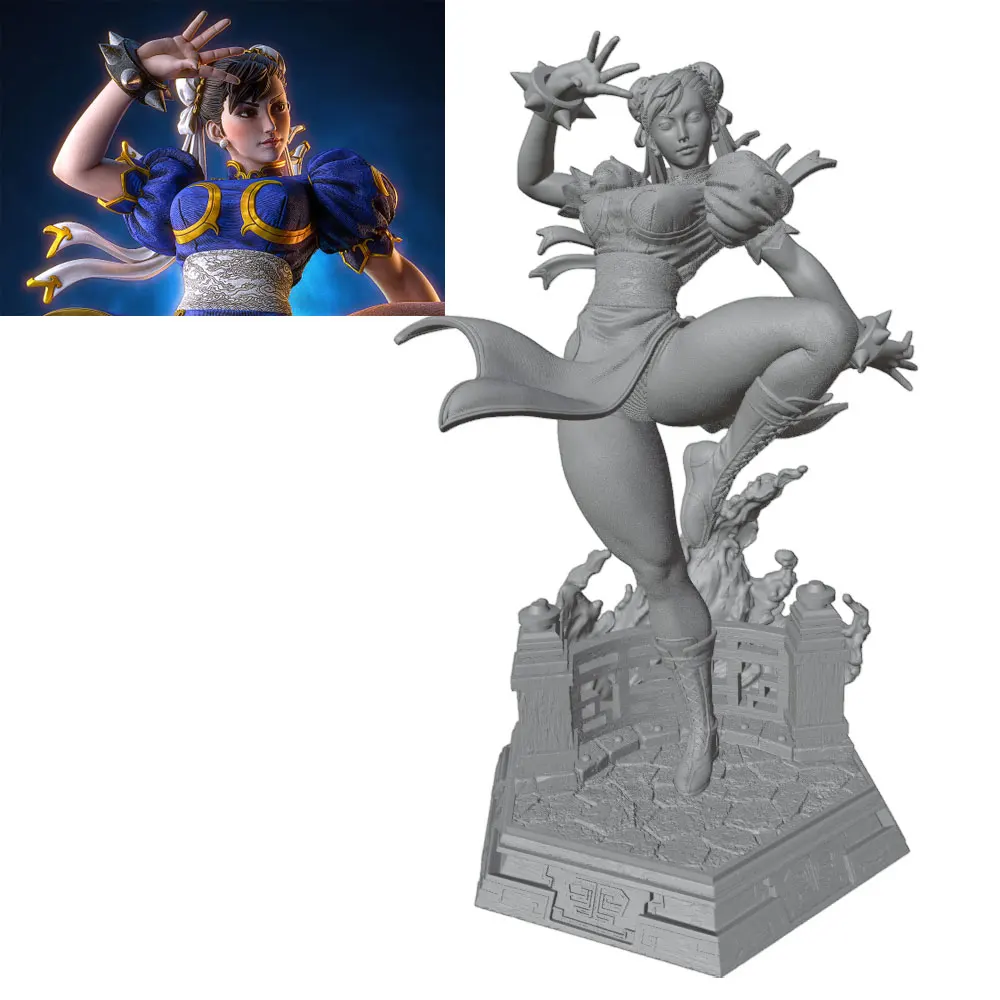 Figura de anime 1/24 para decoracion - estatua gris impresa 3D - imagen 4