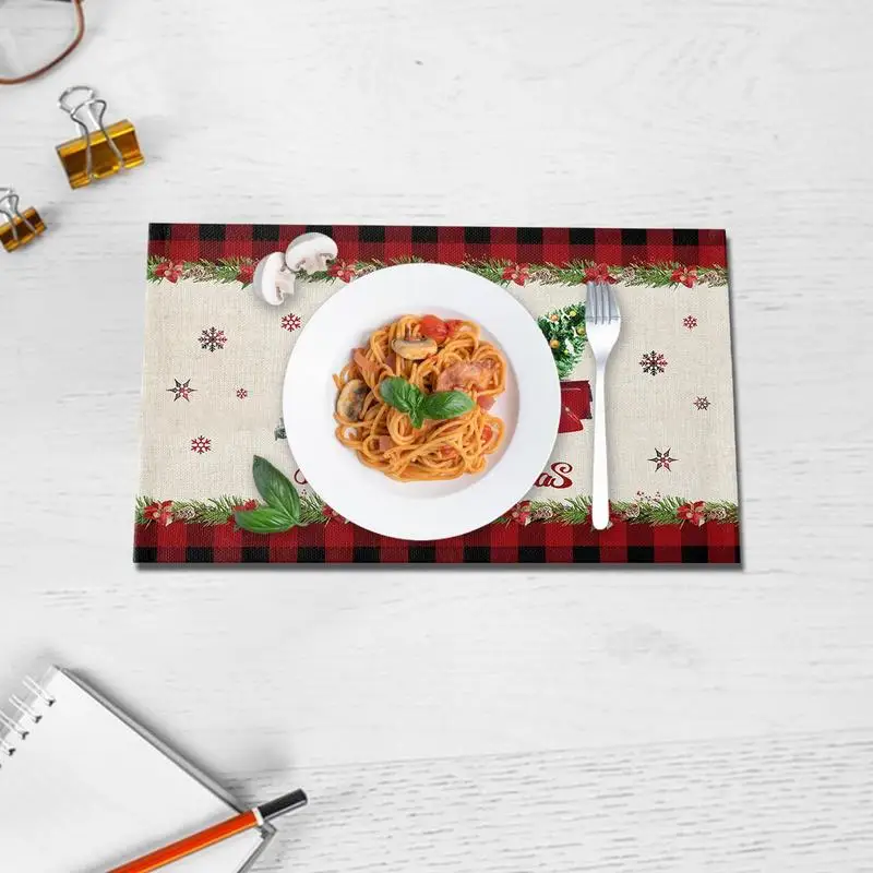 Manteles Individuales de Gnomo de Papá Noel rústico, resistentes al desgaste, decoración de temporada, suministros de fiesta para Hotel, cafetería, café, navidad - imagen 3