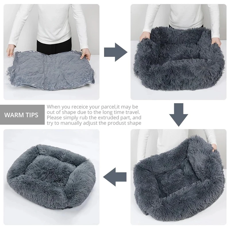 Cama rectangular de felpa para perros, estera cálida de invierno, cama para perros y gatos pequeños, medianos y grandes, perrera, cojín para gatos, accesorios para sofá para mascotas - imagen 5