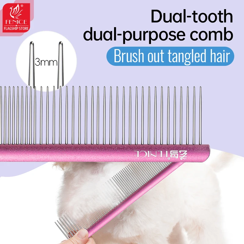 Fenice-peine de aluminio para mascotas, herramientas de aseo para perros y gatos, removedor de pelo, accesorios para perros - imagen 3