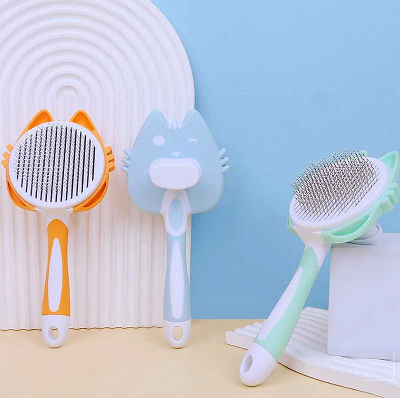 Peine para perros con un botón, removedor de pelo para mascotas, cepillo de masaje para perros, cepillo autolimpiante para gatos, peine para el cuidado de perros, cepillos sin daños, suministros para mascotas - imagen 4