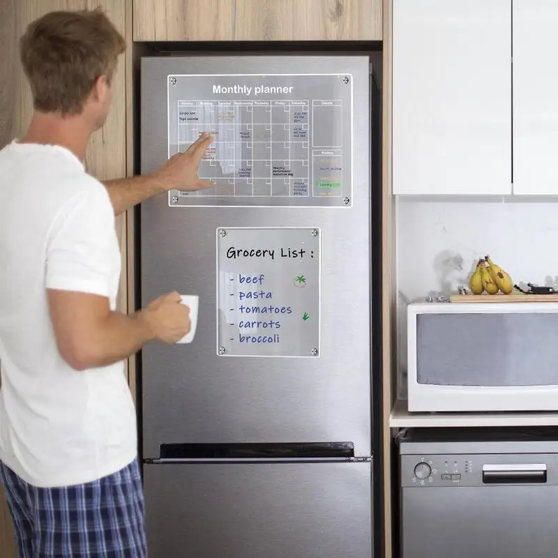 Pizarra magnética acrílica para escribir, pizarra magnética de borrado en seco para nevera, planificador semanal - imagen 3