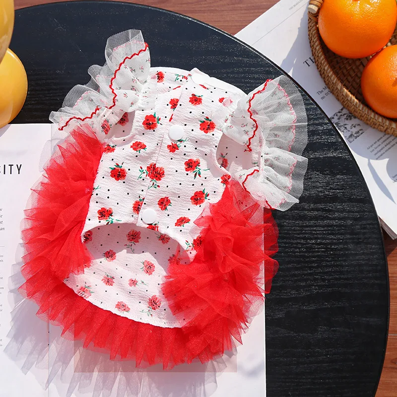 Vestido floral de verano para perro pequeño Chihuahua y York con tutú - imagen 3