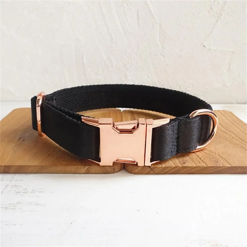 Collar personalizado para mascotas, placa con nombre personalizada, etiqueta de identificación, fibra negra ajustable, hebilla roja rosa, collares para perros y gatos, correa de plomo - imagen 2