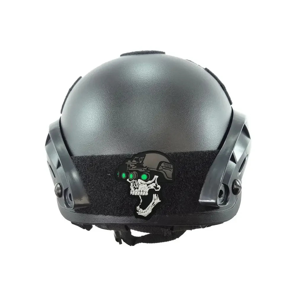 Dispositivo de visión nocturna, parche de PVC con forma de calavera, insignia para brazalete, adorno de apliques que brilla en la oscuridad, parches de goma para casco táctico con gancho - imagen 5
