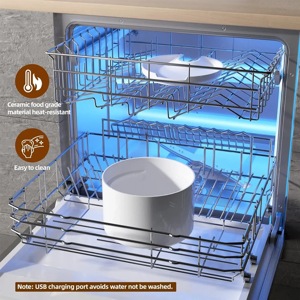 Fuente de agua automática de cerámica para gatos, dispensador de agua inalámbrico para mascotas con pantalla de temperatura y nivel de agua, bebedero para mascotas, 2,3l