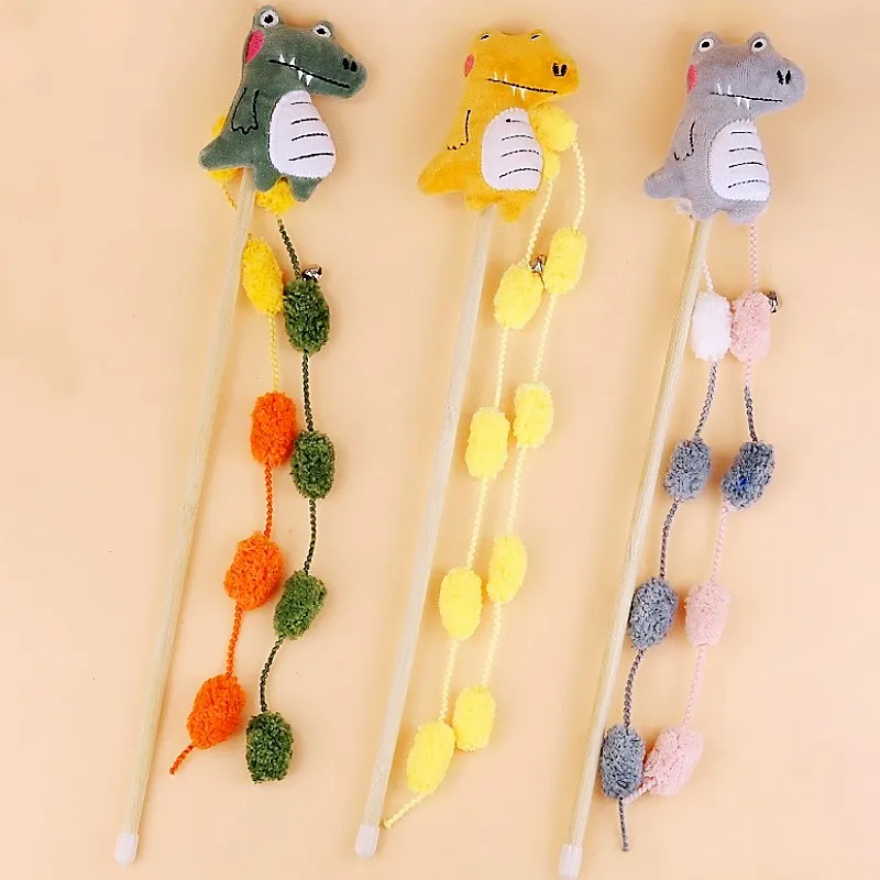 Juguete interactivo para gatos: bola peluche, borlas y palo largo