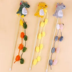 Juguete interactivo para gatos: bola peluche, borlas y palo largo