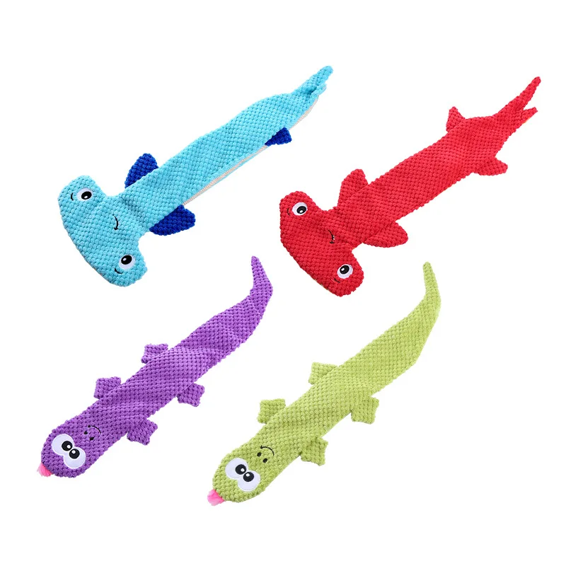 Nuevos juguetes de peluche para perros lagarto, juguetes para masticar duraderos y chirriantes para cachorros y perros adultos, juguetes molares para limpiar los dientes, - imagen 5