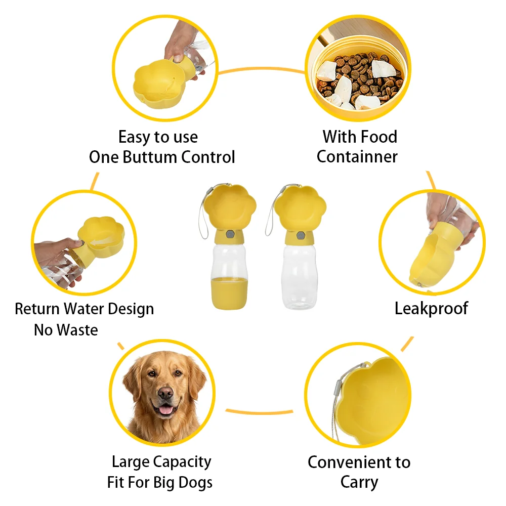 Botella de agua 2 en 1 para perros y gatos con dispensador portátil - imagen 3
