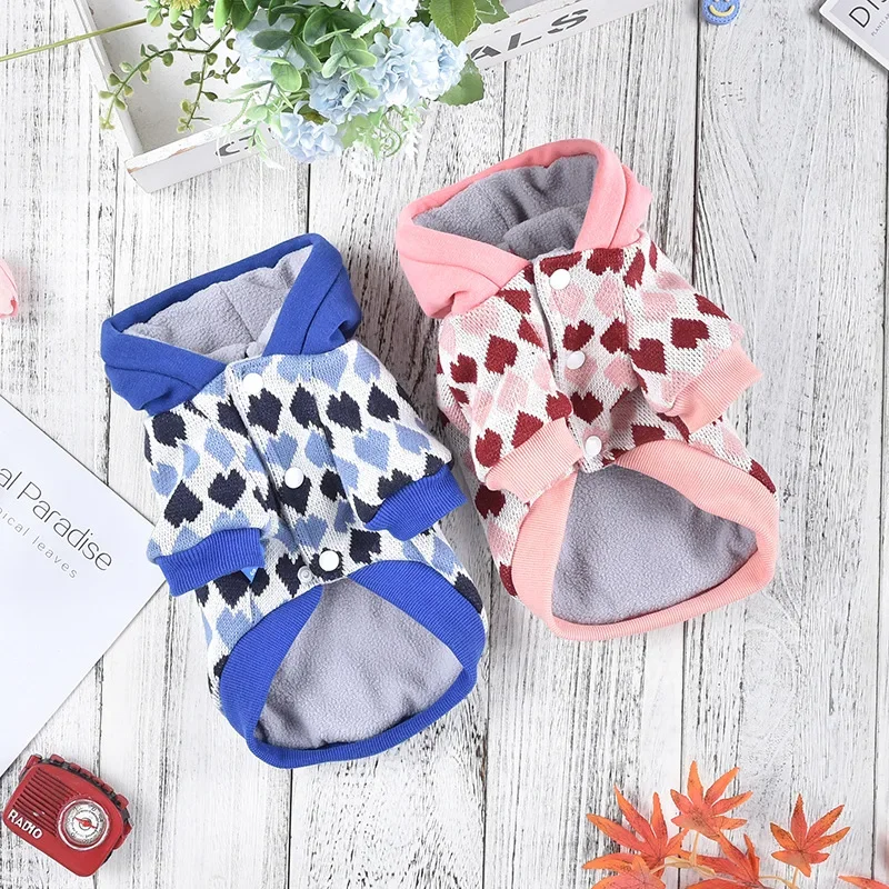 Abrigo de punto con capucha para mascotas, ropa gruesa para perros de tamaño pequeño y mediano, dulce amor, oso de peluche, Otoño e Invierno - imagen 5