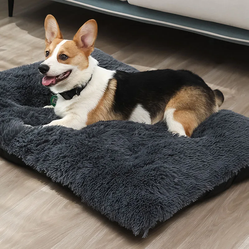 Cama rectangular de felpa larga, fondo antideslizante, sofá cama de invierno, estera para perros pequeños, Perrera de cama Chiwawa, colchón para dormir, suministros para perros XS - imagen 5