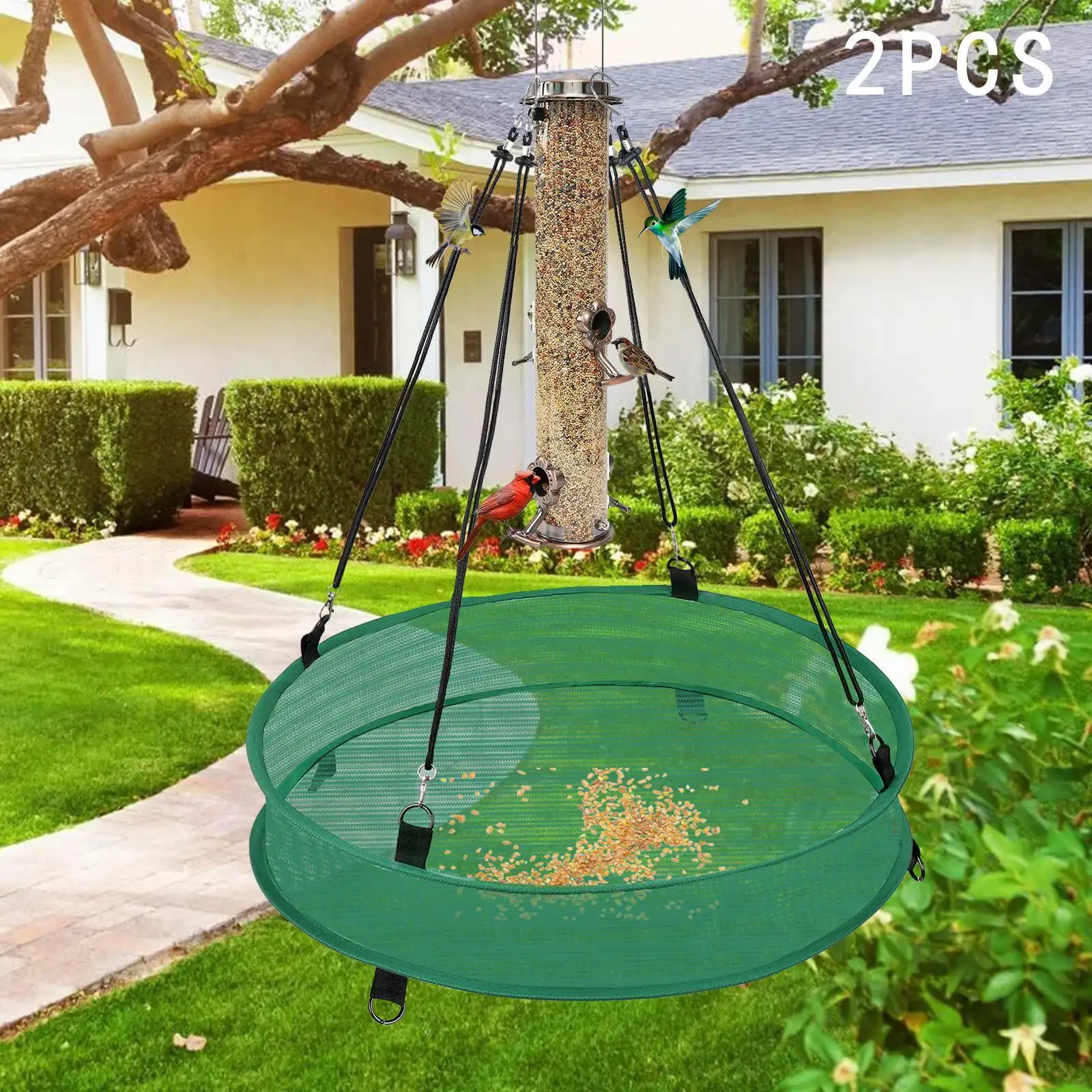 2 Pieces Bird Seed Catcher Tray Hanging Bird Feeder Platform for Garden Yard