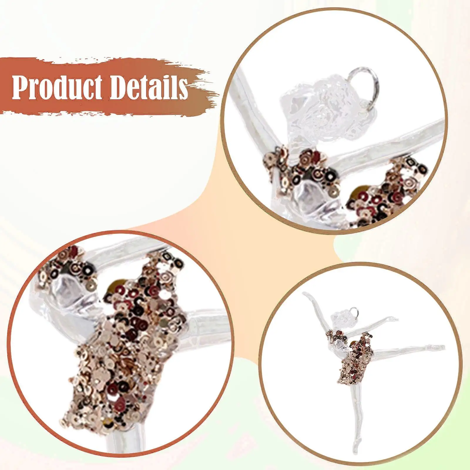 Colgante de decoración de árbol de Navidad acrílico de lujo, colgante de bailarina para fiesta festiva en casa y decoración de corona interior - imagen 5