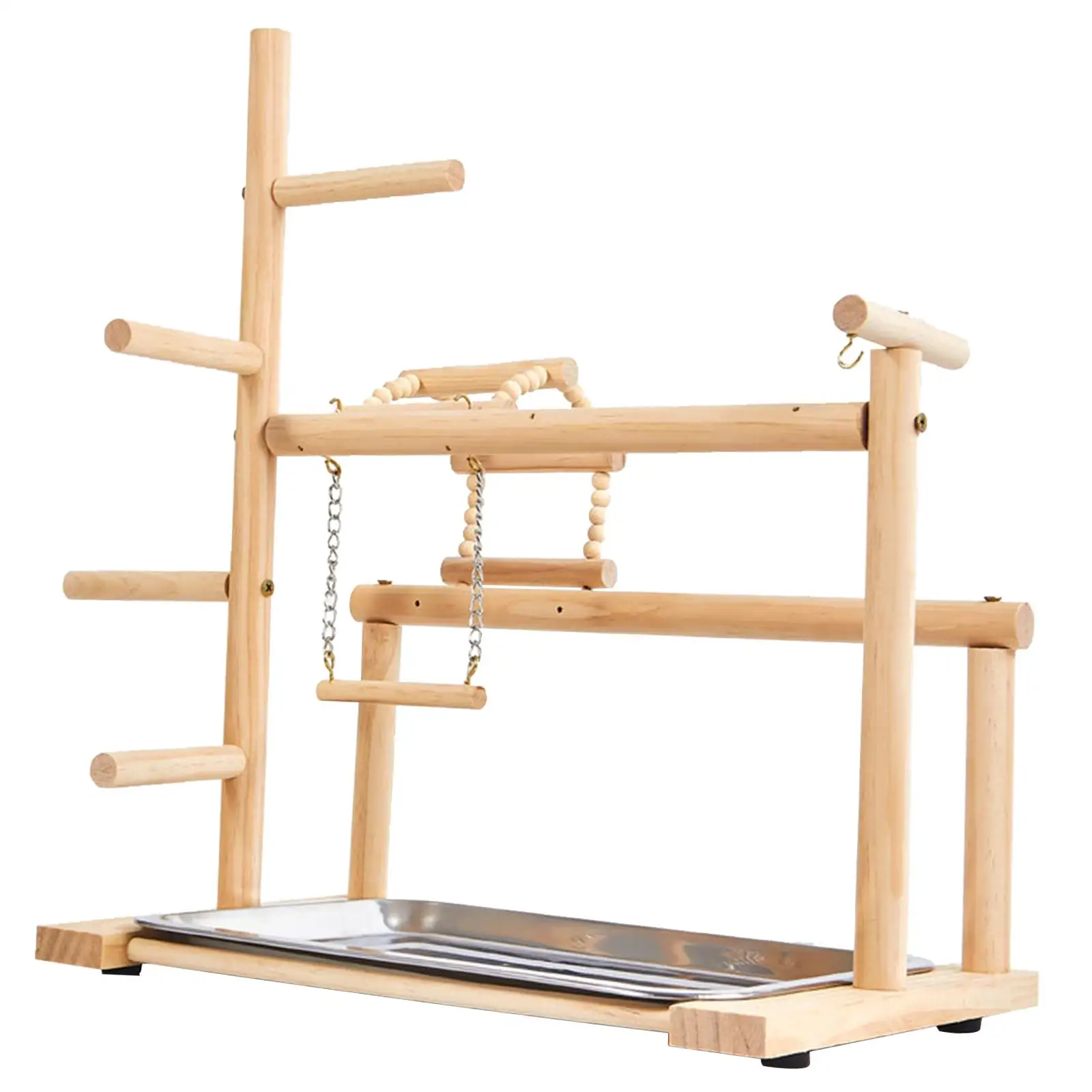 Parque infantil de madera para pájaros, parque infantil para periquitos, escalera con bandeja, soporte para juegos de pájaros, juguete de escalada - imagen 3