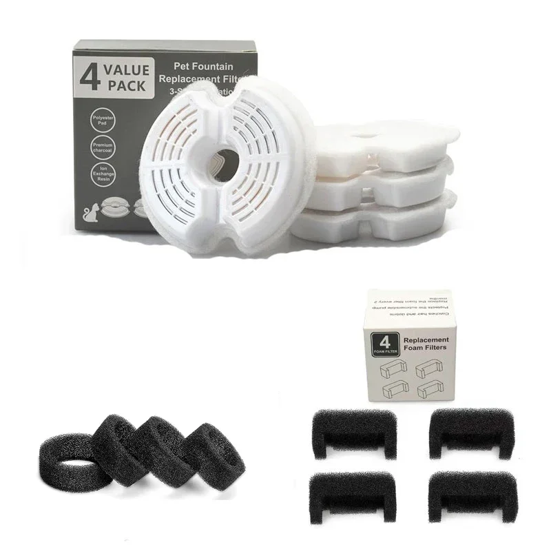 fuente agua filtros espumas repuesto carbono bebedero gato acero inoxidable 304 4 paquetes filtros suministros mascotas