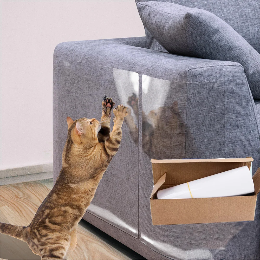 Protector de sofá para gatos, 4 piezas, protector de muebles antiarañazos para gatos, protector de muebles para gatos, cinta antiarañazos para sofá de doble cara