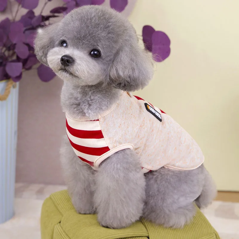 Ropa a rayas para perros, disfraces sin mangas de verano, sudaderas con capucha, camiseta para perros pequeños y medianos, Chihuahua Yorkie, camisa para cachorros, sudadera XXL - imagen 5