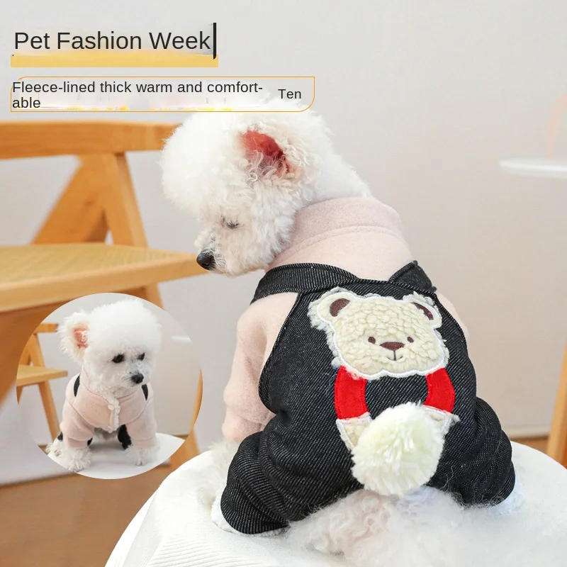 Ropa acolchada de algodón para mascotas, oso de abrazo engrosado, terciopelo, gato, cachorro, perro, Otoño e Invierno