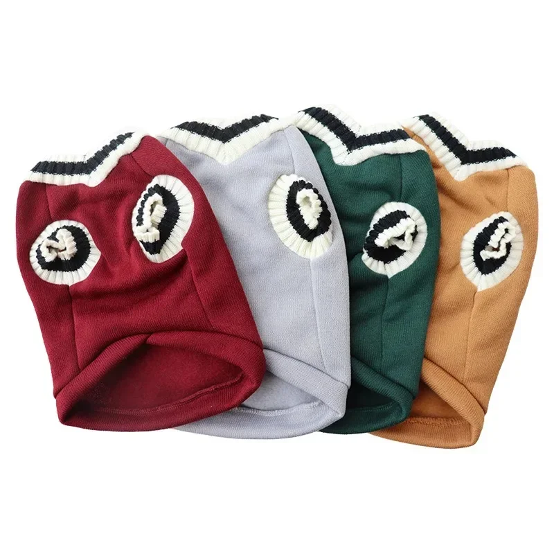 Ropa para perros Otoño Invierno chaleco cálido chaqueta para perros pequeños medianos gato mascota estilo universitario suéter Chihuahua Pug ropa para cachorros - imagen 2