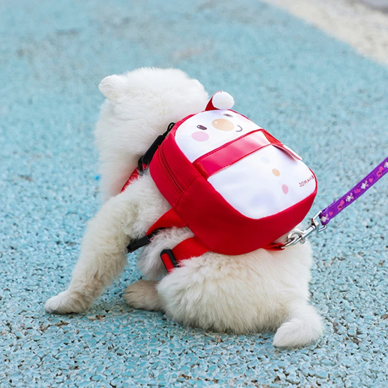 Mochila con estampado de animales para perros y gatos, bolsa multifuncional con arnés para aperitivos, accesorios de Navidad - imagen 4