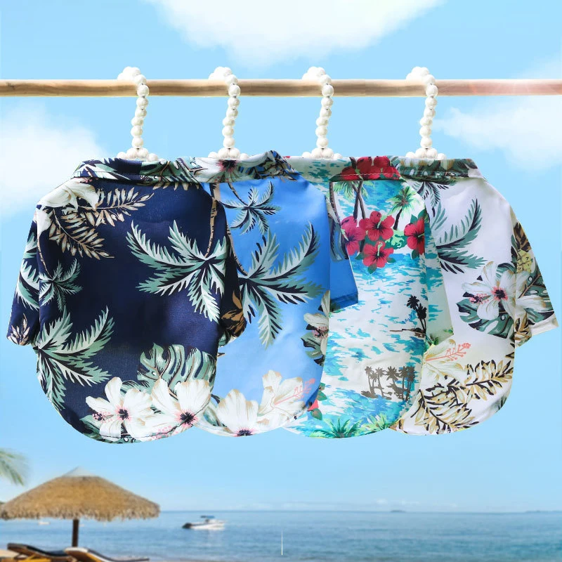 Camiseta Hawaiana para perros y gatos, chaleco fino y transpirable, ropa para las cuatro estaciones, suministros para mascotas, primavera y verano - imagen 2