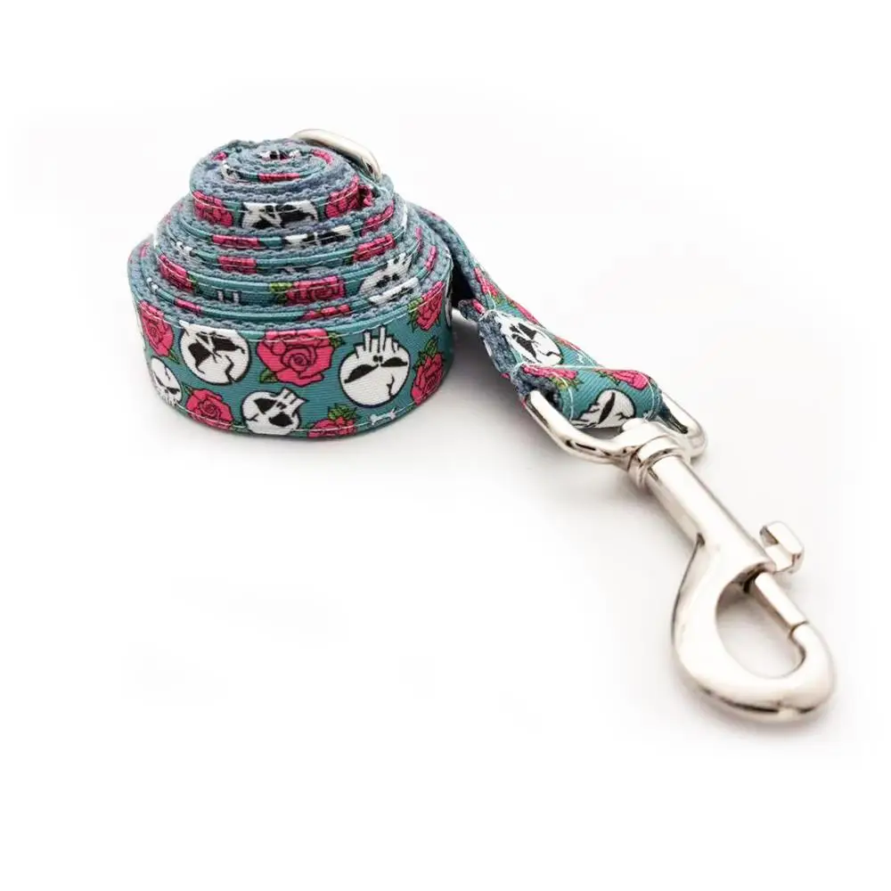 Collar para perro con nombre grabado – Diseño calavera y rosa - imagen 3